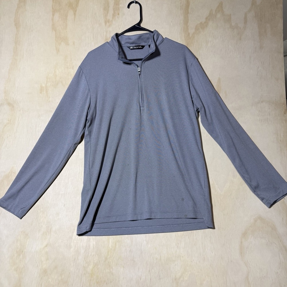 TravisMathew Men's XL Gray 1/4 Zip Golf Pullover Long Sleeve Performance
